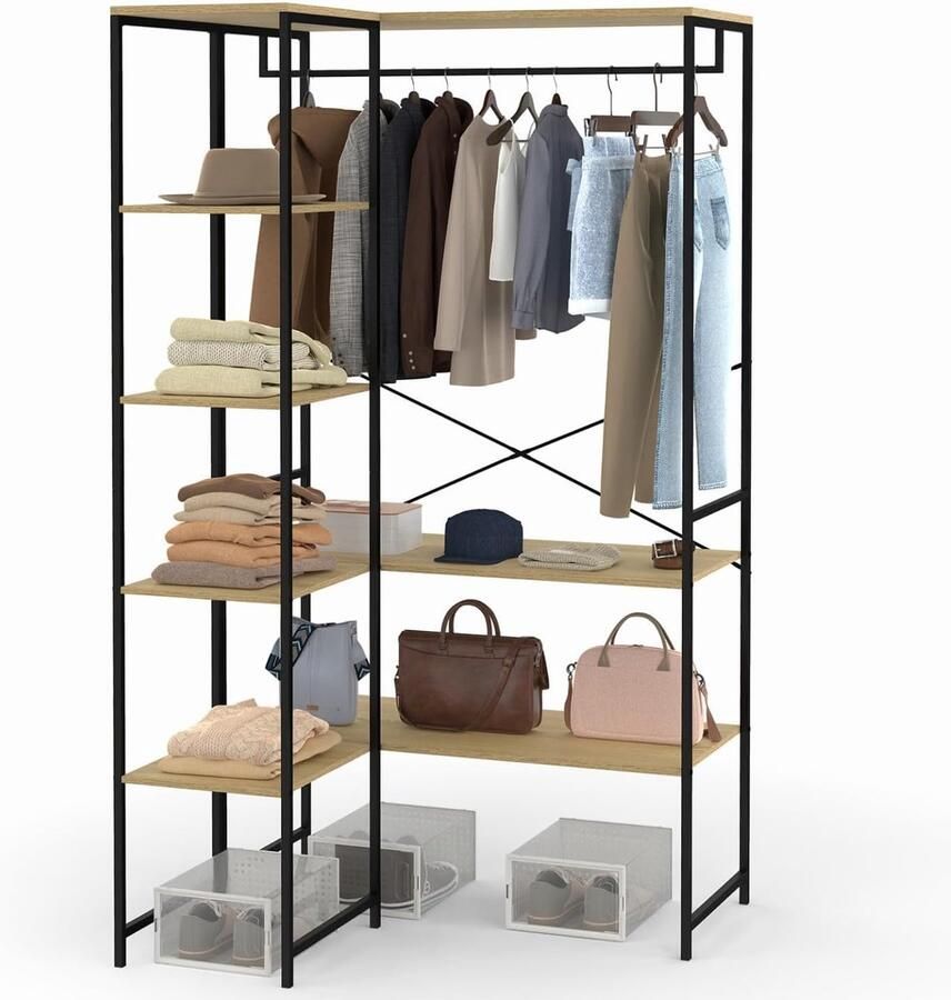 Hoekmodulaire Dubbele Kledingkast – 90 123 cm Industrieel Design Functioneel en Stijlvol voor Kleedkamer of Slaapkamer