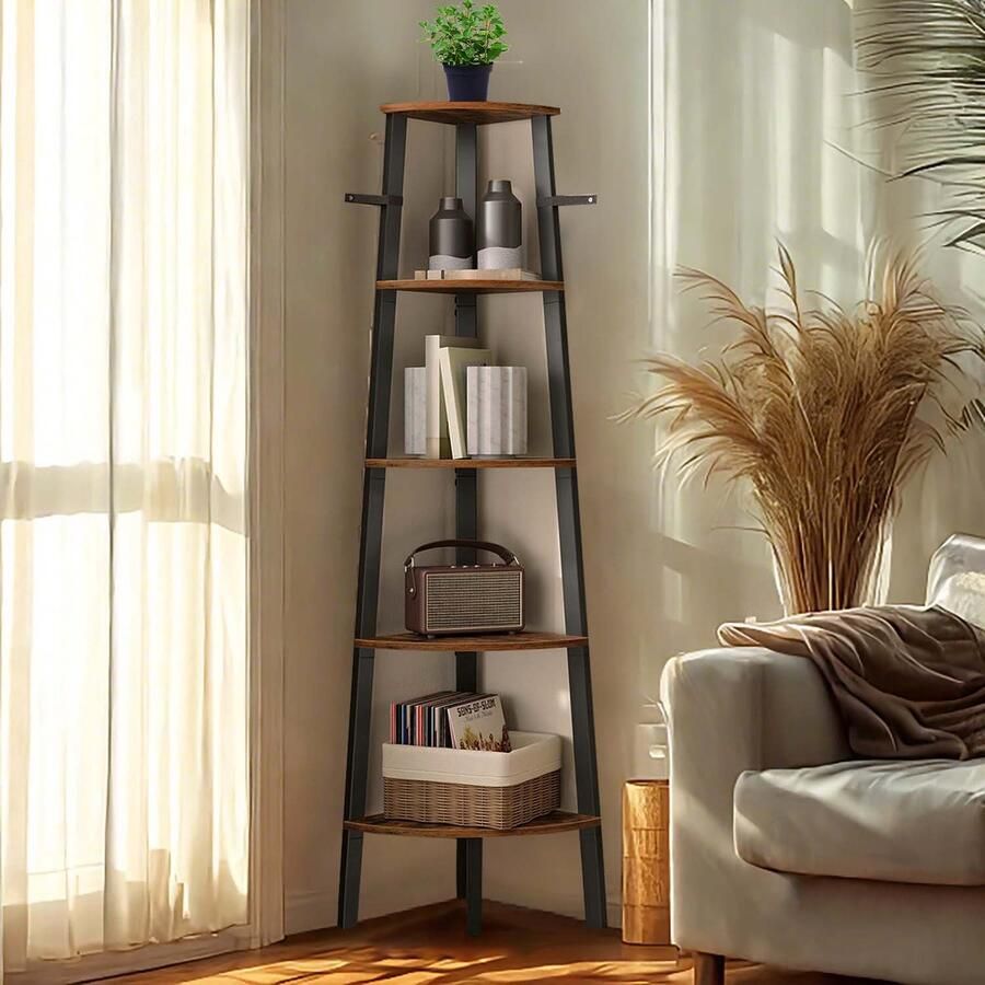 Hoekplank boekenkast met 5 niveaus ladderplank