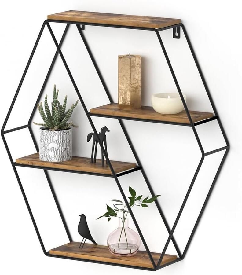 Hoekplank Fyrk – Rustiek Eiken Zwart 52 x 52 cm – Wandplank voor Woonkamer of Slaapkamer