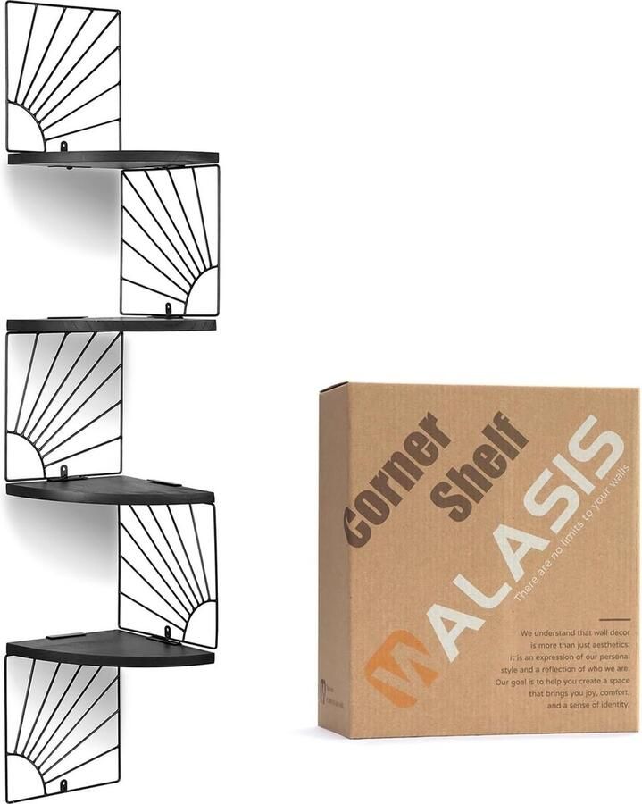 Hoekplank hangend zwart wandrek hoekplanken kleine hoekwandplank modern houten hoekrek voor keuken badkamer kinderkamer