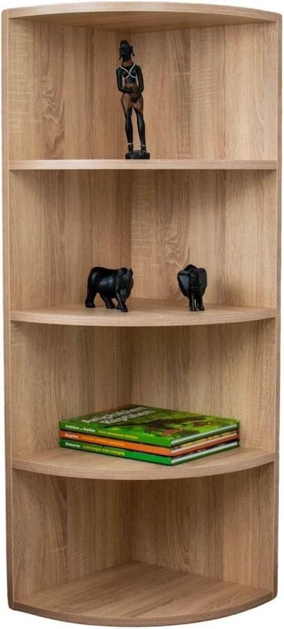 Hoekplank Hoek 120 Sonoma eiken decor boekenkast 4 vakken hoekplank staand van hout 40x40x120 cm smal hoekwandplank