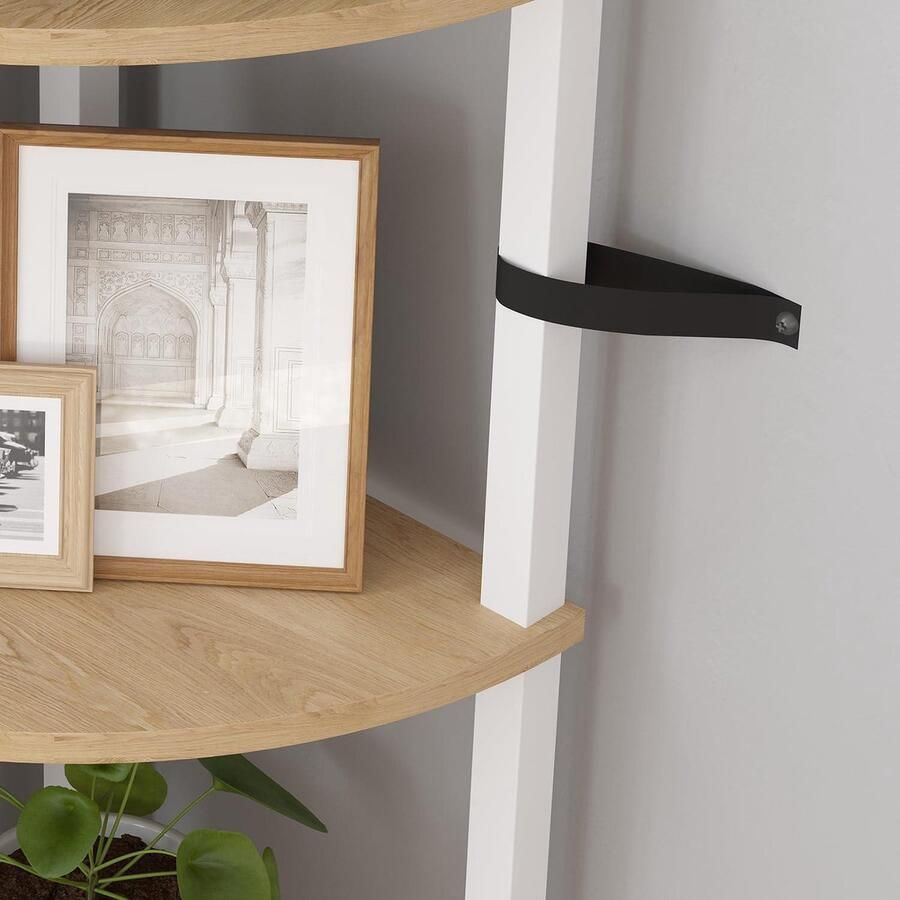 Hoekplank boekenkast 5 niveaus ladderrek opbergplank plantenrek industrieel design vintage bruin-zwart JSJ001Q