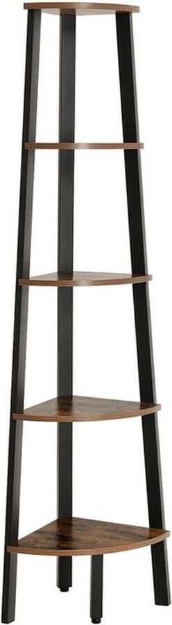 Hoekplank Met 5 Planken Zwevende Plank Industrieel Design Wandplank Houten Plank Industrieel Plank Opbergplank Spaanplaat Vintage 32 5 x 159 x 34 cm (B x H x D)