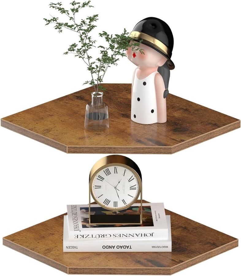 Hoekplank set van 2 Zwevende planken Wandmontage 42 4 cm Roestbruin