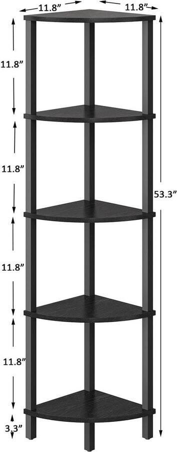 Hoekplank Stand Plank 5 Tier Boekenkast Ladder Plank Opbergplank Plantenplank voor Keuken Woonkamer Industrieel Ontwerp Zwart