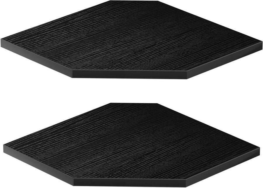 Hoekplank wandmontage set van 2 zwevende hoekplanken met draadgat voor wandopslag zoals beveiligingscamera wandplank voor huisdecoratie kamerdecoraties (424 cm zwart)