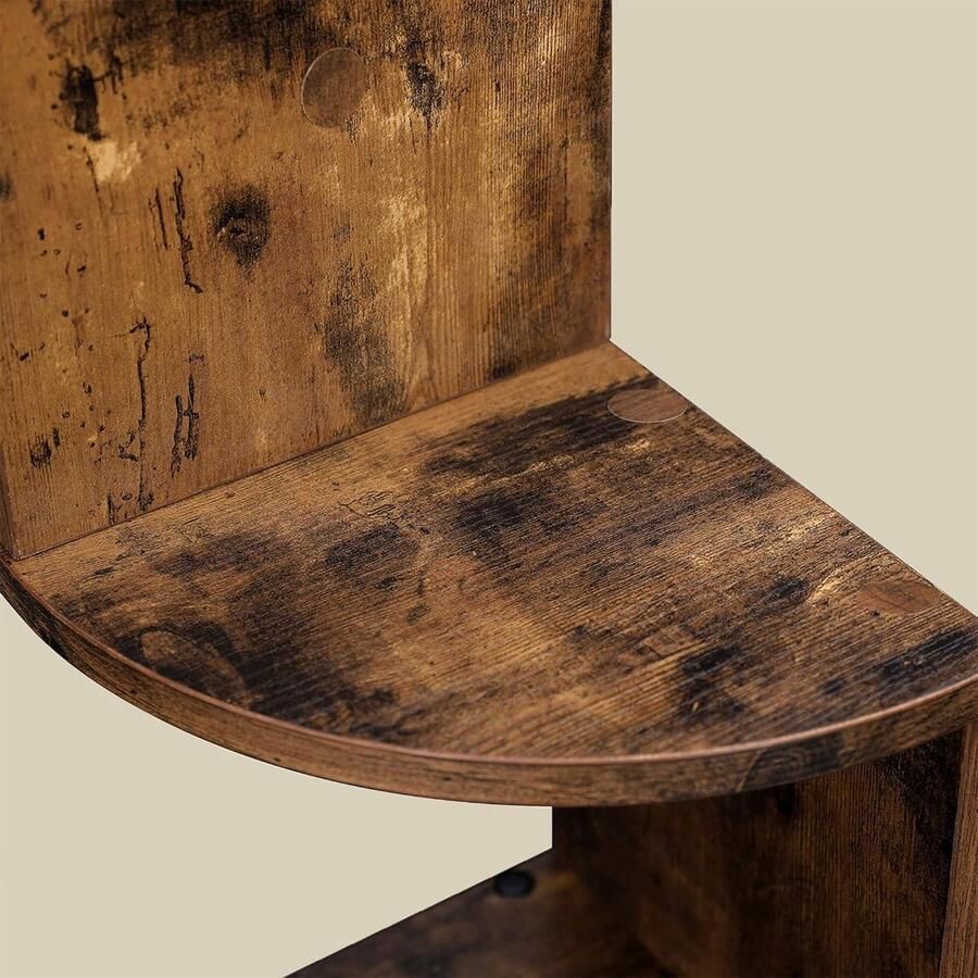 Hoekplank wandplank 5 niveaus zigzag zwevende plank boekenkast voor keuken slaapkamer rustiek bruin