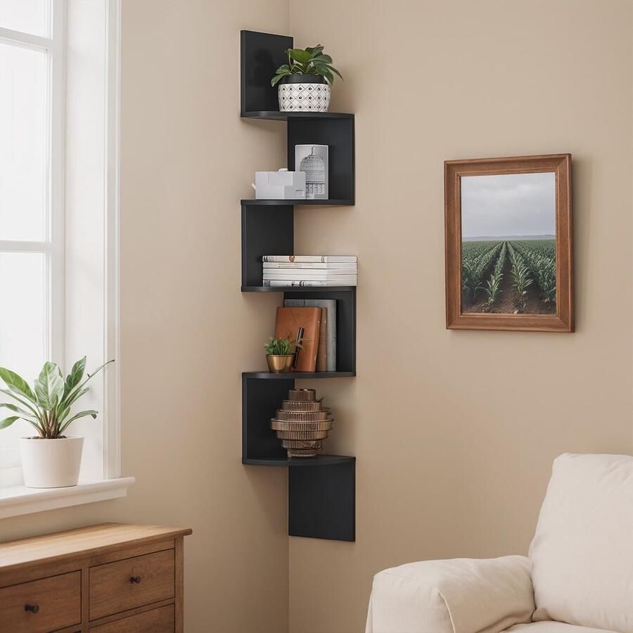 Hoekplank wandplank 5 niveaus zwevende plank voor boeken