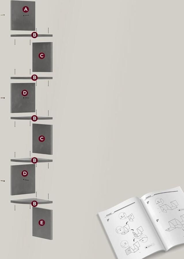 Hoekplank wandplank met 5 planken zwevende plank voor keuken slaapkamer woonkamer kantoor stijlvolle opbergplank voor planten cd's decoraties souvenirs grijs LBC072G49