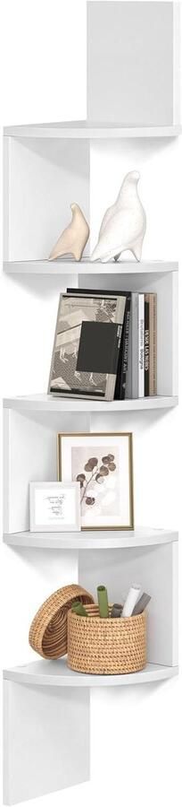 Hoekplank wandplank met 5 planken zwevende plank voor keuken slaapkamer woonkamer studeerkamer kantoor wit LBC20WT