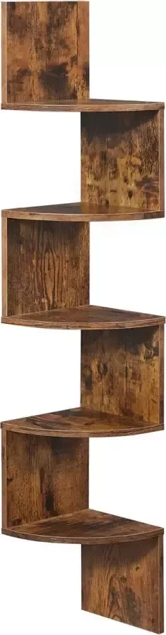 hoekplank wandplank met 5 planken zwevende plank voor keuken slaapkamer woonkamer studeerkamer kantoor donkerbruin LBC20BX