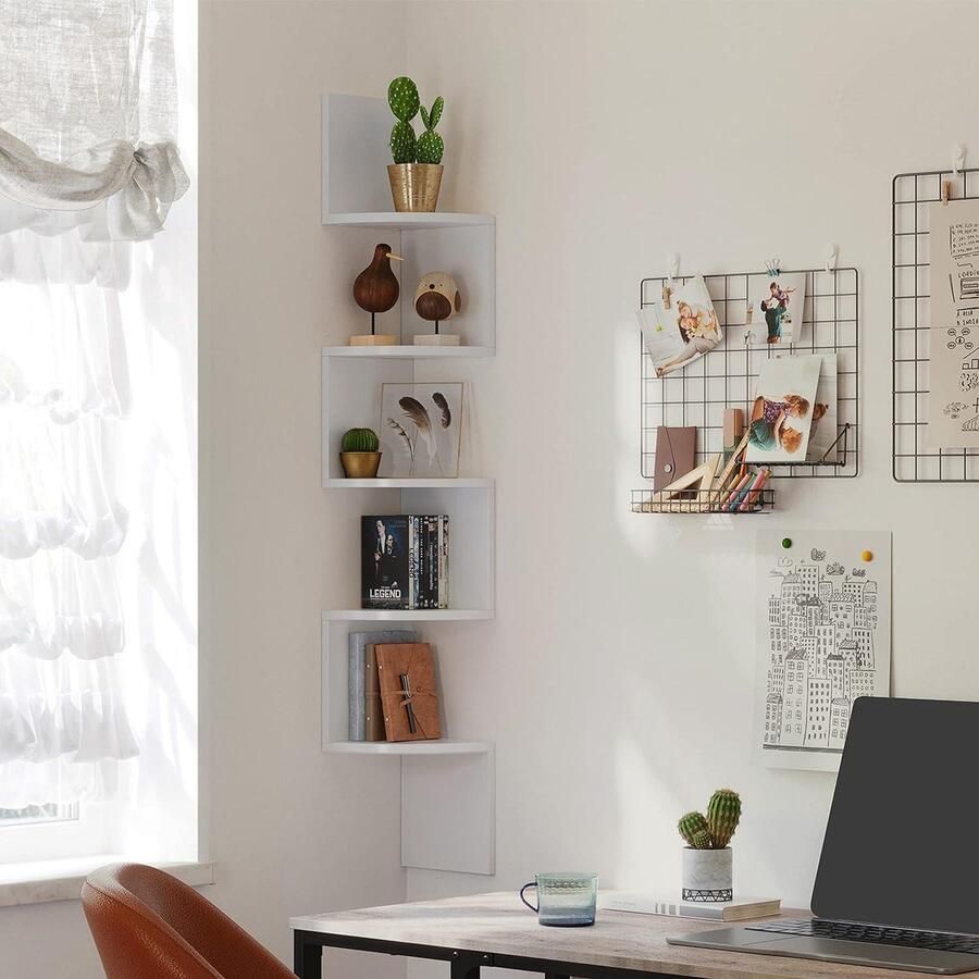 Hoekplank wandplank met 5 planken zwevende plank wit voor keuken slaapkamer