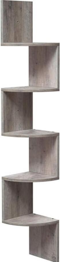 Hoekplank wandrek 5 niveaus zwevend rek voor boeken boekenkast plantenrek voor slaapkamer woonkamer badkamer thuiskantoor in grijs gemêleerd