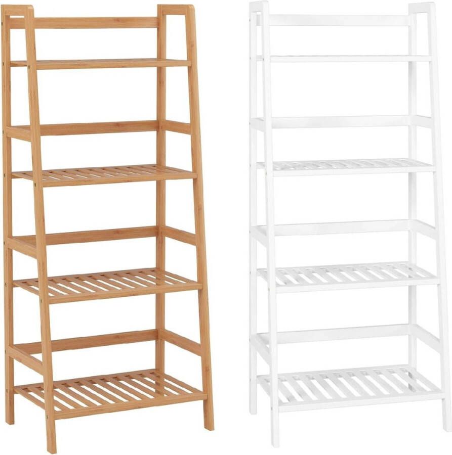 Hoekplank Wandrek Wandkast Ladder Kast 4 Planken 4 Laags Rustieke Boekenplank Industrieel Plantenrek Modern Hout Bruin