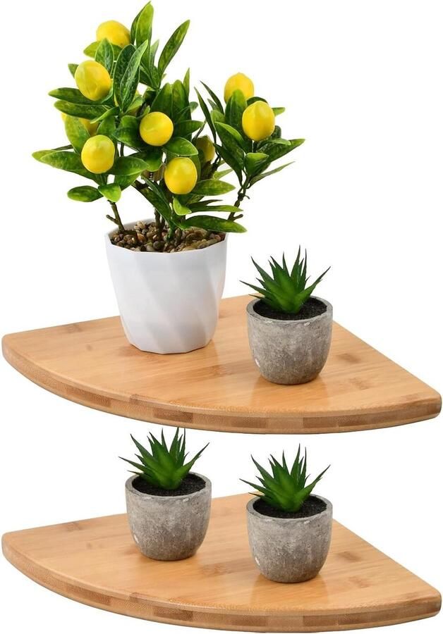 Hoekplanken van Hout wandrek voor elke ruimte 2 stuks massief hout 25 x 25 cm