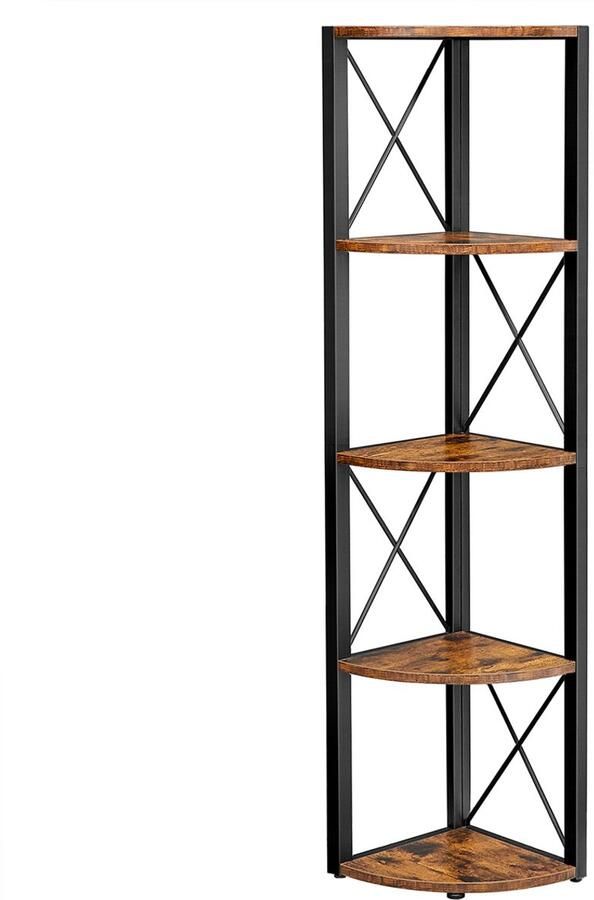 Hoekrek met 5 niveaus eenvoudige montage vintagebruin-zwart