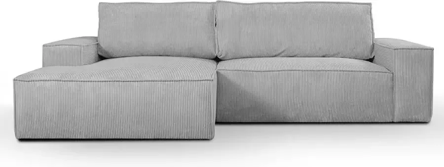 Vente-unique Hoekslaapbank AMELIA van PASCAL MORABITO Ribfluweel Lichtgrijs Hoek links L 267 cm x H 85 cm x D 167 cm - Foto 6