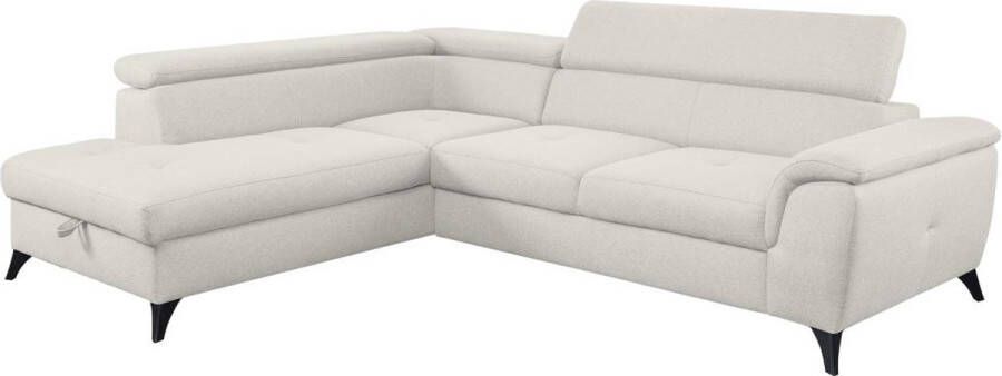 Vente-unique Hoekslaapbank met hoek links van beige stof BORTIGALI L 252 cm x H 70 cm x D 200 cm - Foto 2