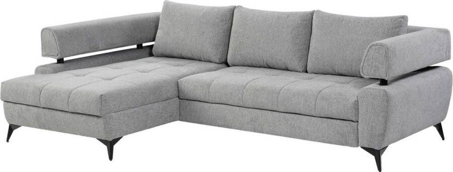 Hoekslaapbank met hoek links van grijze stof met textuur AMARONI van Pascal Morabito L 267 cm x H 90 cm x D 188 cm