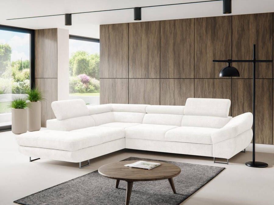 Hoekslaapbank met hoek links van witte stof met textuur DALIAS L 280 cm x H 69 cm x D 235 cm - Foto 2
