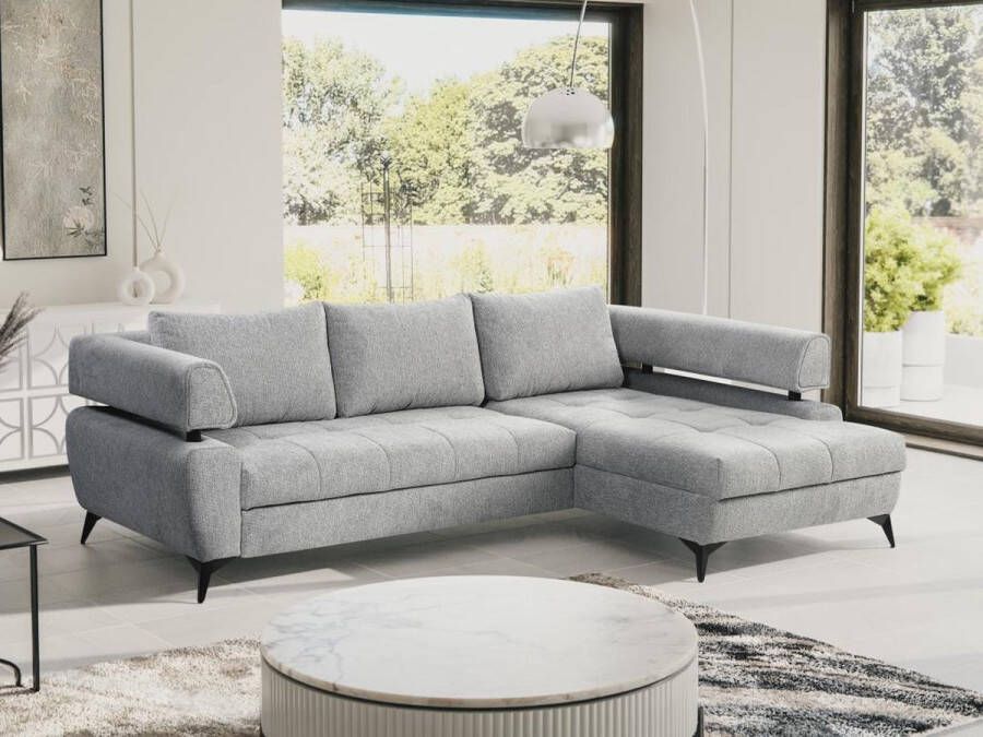 Hoekslaapbank met hoek rechts van beige stof met textuur AMARONI van Pascal Morabito L 267 cm x H 90 cm x D 188 cm