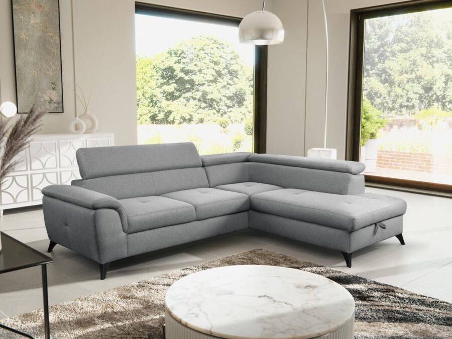 Hoekslaapbank met hoek rechts van grijze stof BORTIGALI L 252 cm x H 70 cm x D 200 cm - Foto 2