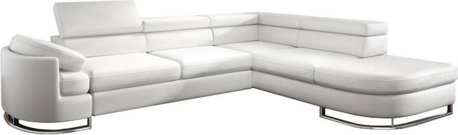 Vente-unique Hoekslaapbank met hoek rechts van wit kunstleer MYSEN II L 276 cm x H 72 cm x D 220 cm - Foto 3