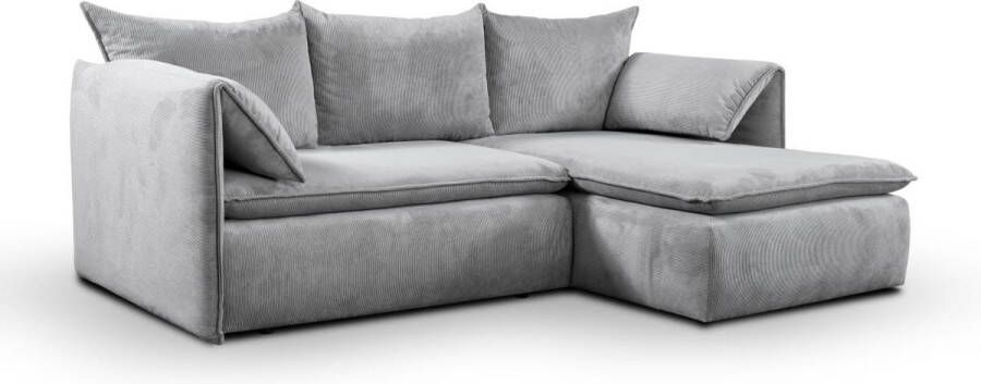 Hoekslaapbank TEODORA van PASCAL MORABITO Ribfluweel Grijs Hoek rechts L 230 cm x H 91 cm x D 166 cm - Foto 3