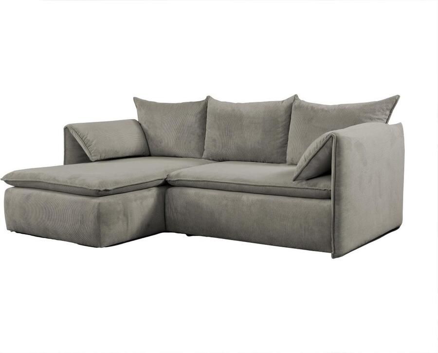 Pascal Morabito Hoekslaapbank TEODORA van Ribfluweel Taupe Hoek links L 230 cm x H 91 cm x D 166 cm