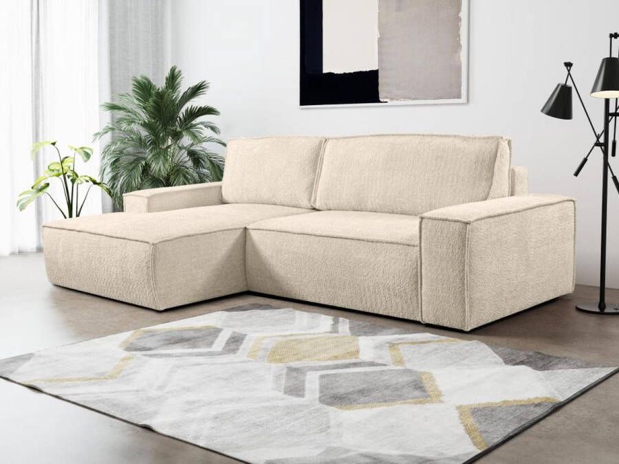 Vente-unique Hoekslaapbank van teddy stof Beige Hoek links AMELIA van PASCAL MORABITO L 267 cm x H 85 cm x D 167 cm - Foto 3