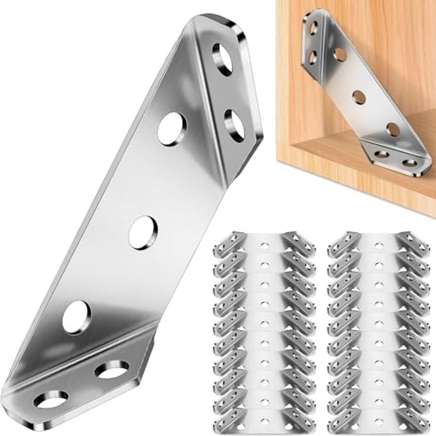 Hoekverbinders 20 stuks Driehoekige metalen hoekklemmen voor meubelbouw