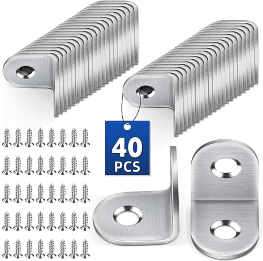 Hoekverbinders 40 Stuks 90 Graden Roestvrij Staal Meubelhoeken voor Meubels en Renovatie