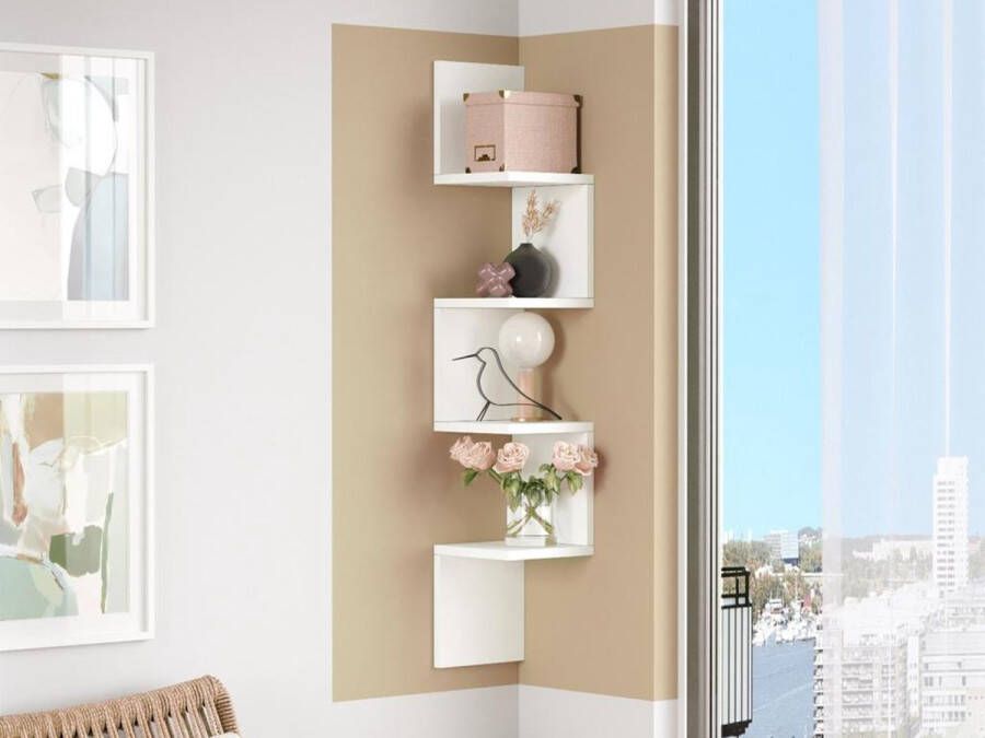 Hoekwandrek met 4 legplanken Wit JUVONA L 22 cm x H 117.2 cm x D 22 cm - Foto 2