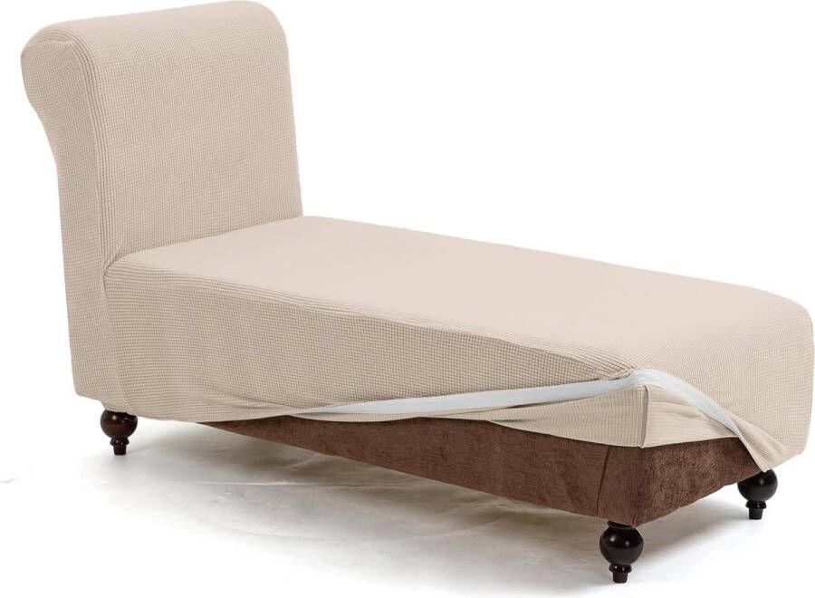 Hoes chaise longue stretch antislip hoes voor chaise longue bankhoes elastische hoes voor ligstoel antislip stretch hoes comfortstof meubelbeschermer (ivoor)