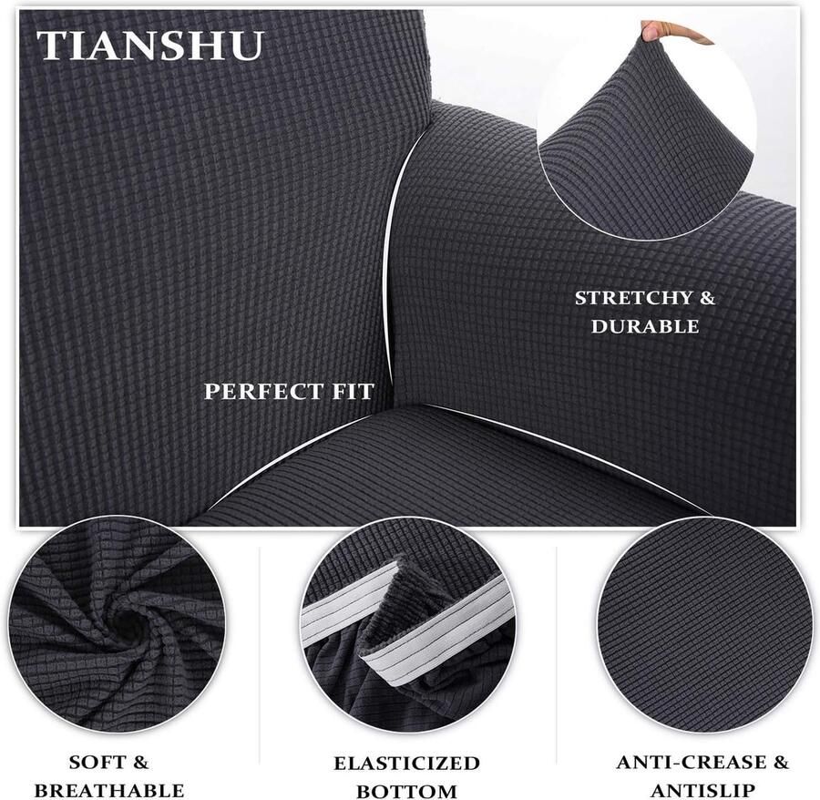 Jaotto Stoelhoezen 6 stuks universeel stretch stoelhoezen 6-delige set moderne elastische duurzame stoelhoezen voor eetkamer banket decoratie (grijze stijl 6 stuks) - Foto 4