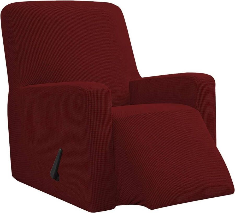 Hoes fauteuil jacquard Fauteuilhoezen stretchhoes voor relaxfauteuil compleet Elastische hoes voor tv fauteuil (Wijnrood)