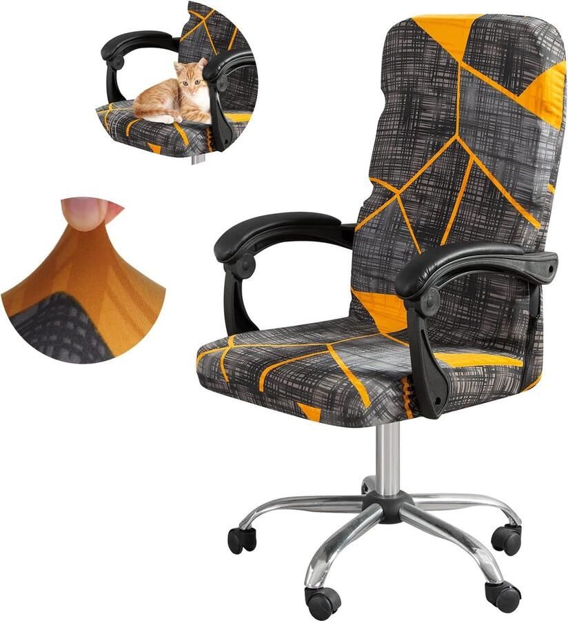 Charles Stretch-stoelhoes verkrijgbaar in verschillende kleuren voor ronde en hoekige stoelleuningen met een bi-elastische pasvorm. Getest volgens de Oeko-Tex Standaard 100 'vertrouwen in textiel'. oranje. Set van 4 stuks - Foto 10