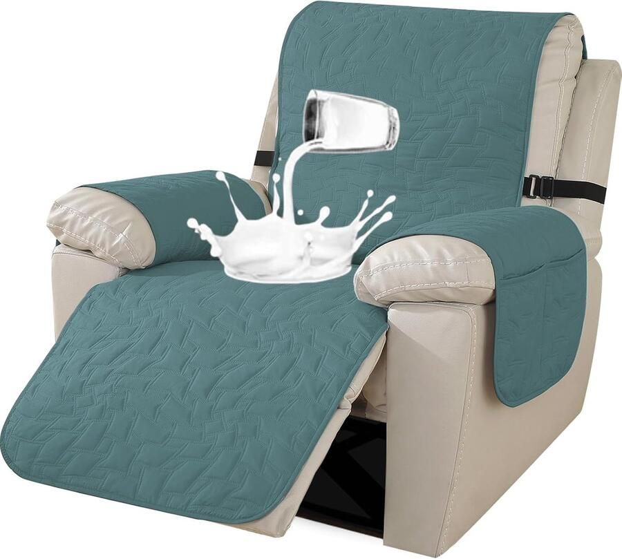 Hoes Voor Fauteuil Relax Fauteuilbeschermer Armchair Cover met Elastische Band Waterdicht en Antislip (Groot 1 Plaats Lichtblauw)