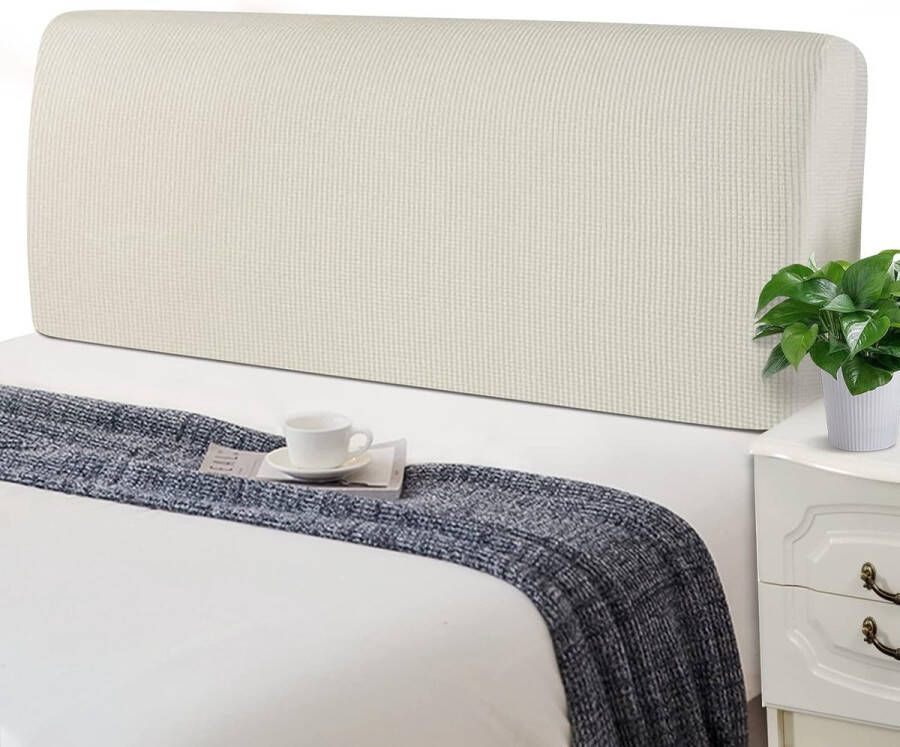 Hoes voor het hoofdbord van het bed rekbaar wasbaar verdikt jacquard all-inclusive stofdicht hoofdbordhoes voor tweepersoonsbed eenpersoonsbed bed hoofdbord (150-170 cm beige)