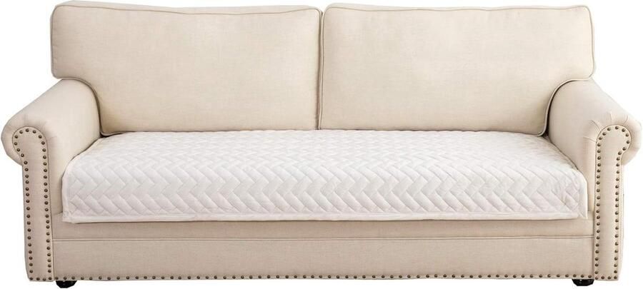 Bankhoes 3-zits anti-slip geschikt voor hoekbanken 1 stuk wit 90 x 180 cm