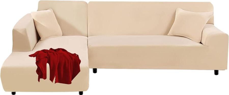 Hoes voor modulaire L-vorm bank meubelbeschermer 2 stuks gebroken wit polyester 3-zits+4-zits