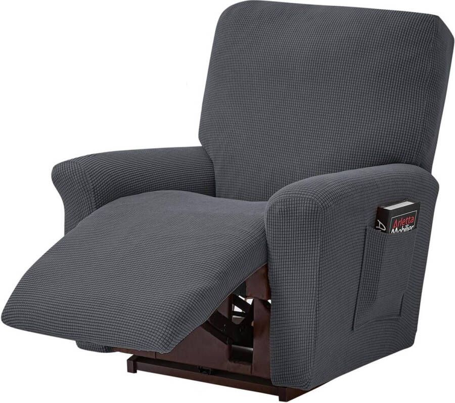 Hoes voor ruststoel stretch relaxstoelhoes jacquard fauteuilhoes stoelbeschermer voor televisiestoel Recliner stoel (donkergrijs)