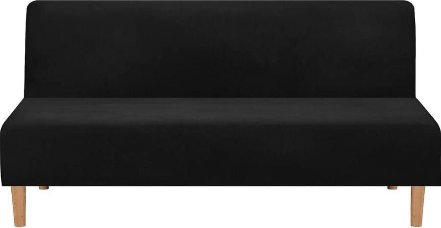 Hoes voor slaapbank zonder armleuningen rekbaar fluweel zwart dik fluweel