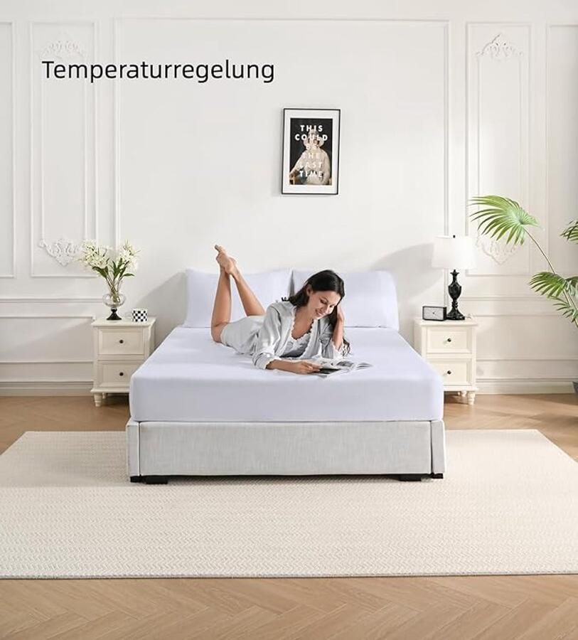 Hoeslaken 100 x 200 cm wit bamboe 35 cm matrashoogte mensen met allergieën hoeslaken voor eenpersoonsbedden zachter dan Egyptisch katoen ideaal voor boxspringbedden