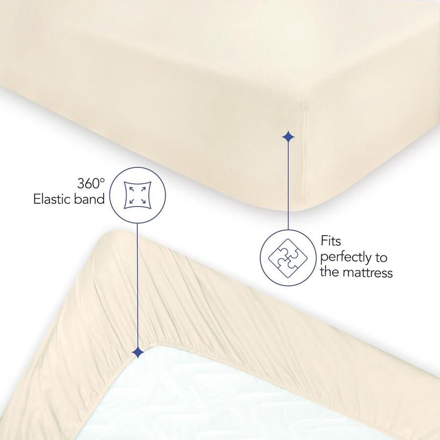 Hoeslaken 140 x 200 cm Zachte Microvezel Hoekhoogte 35 cm voor Dikke Matrassen Oeko-Tex Gecertificeerd Dagelijks Gebruik Beige