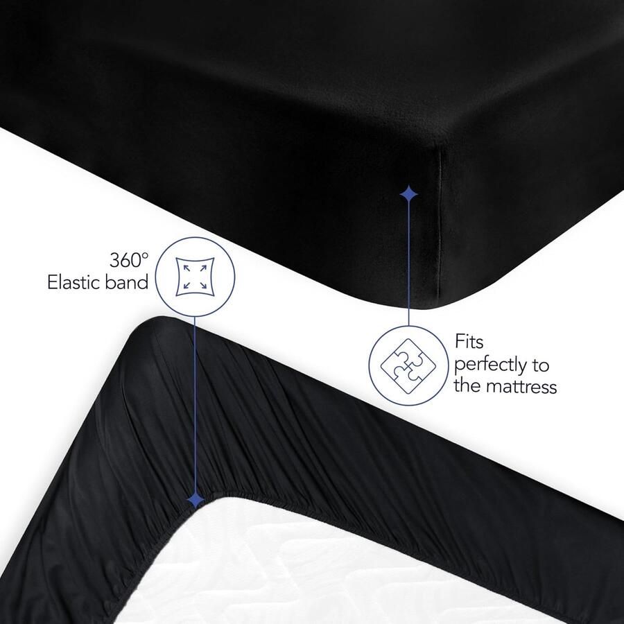 Hoeslaken 90 x 200 cm Zachte Microvezel Hoekhoogte 35 cm voor Dikke Matrassen Oeko-Tex Gecertificeerd Dagelijks Gebruik Zwart