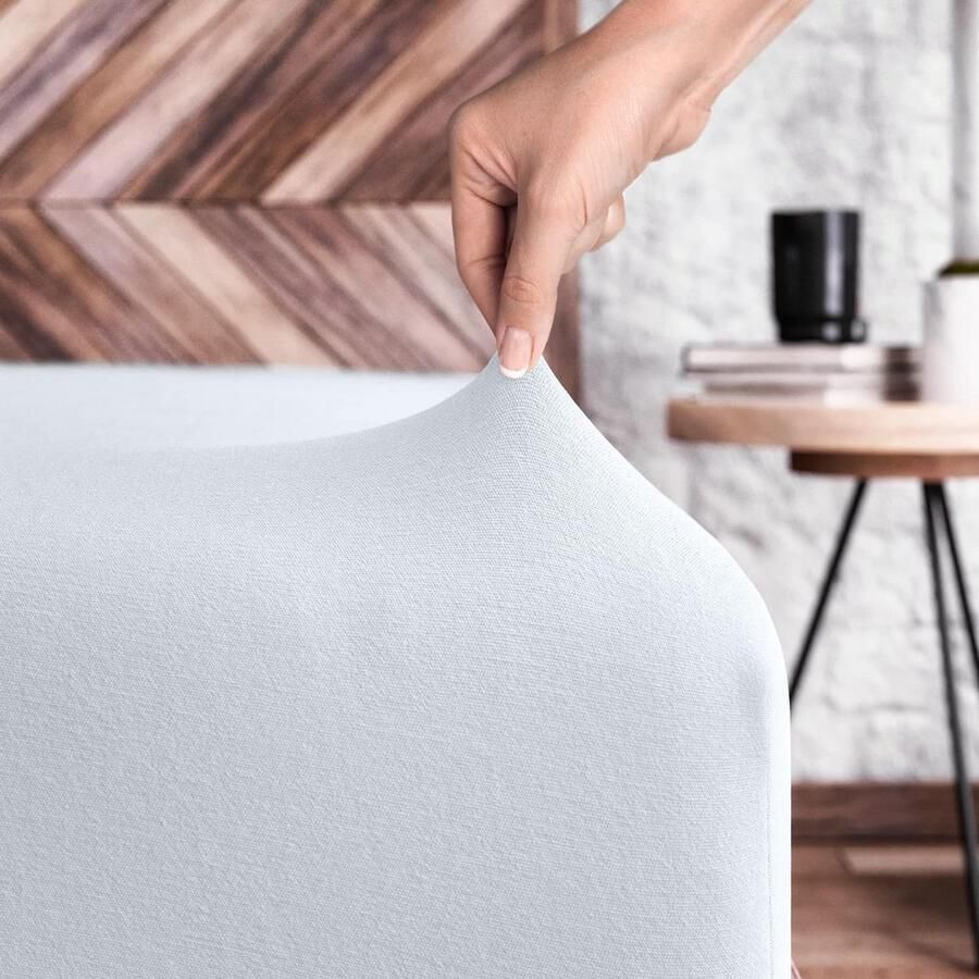 Hoeslaken 140 x 200 cm tot 160 x 200 cm 100% katoen jersey bedlaken voor matras en topper 5 tot 20 cm matrashoogte wit