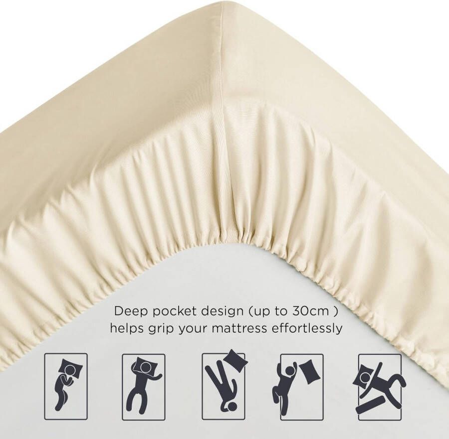 Hoeslaken 140x 200 cm boxspring topper microvezel laken voor matrassen tot 30 cm hoog zacht hoeslaken kleur beige - Foto 2