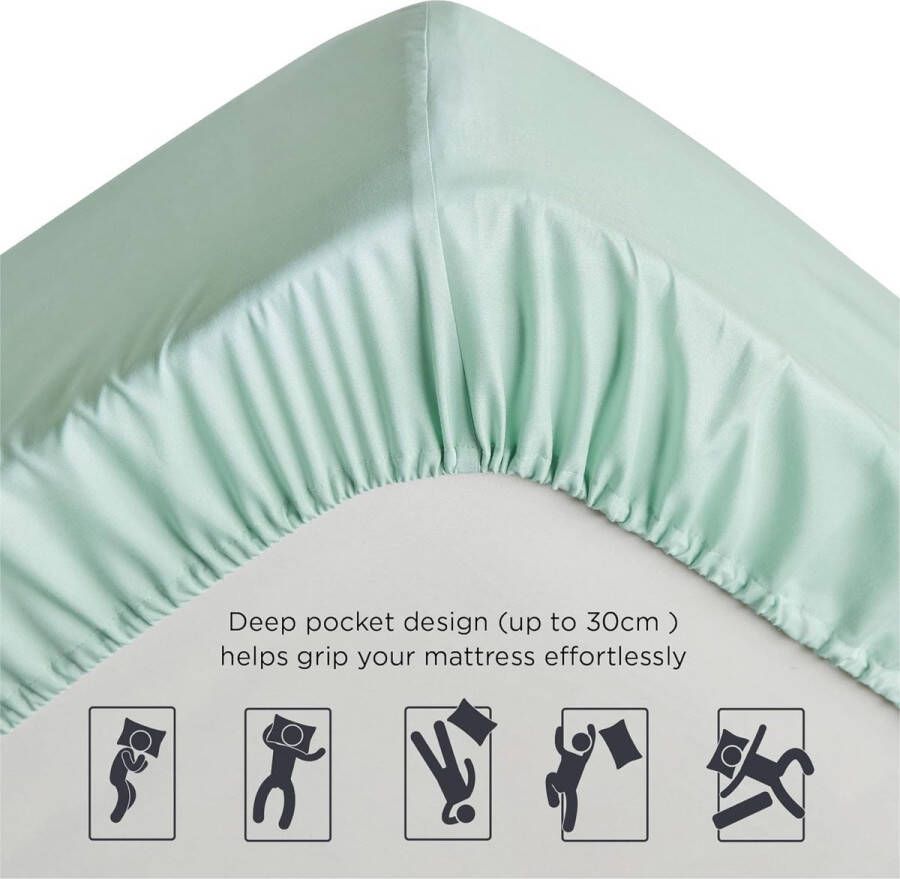 Hoeslaken 140x 200 cm boxspring topper microvezel laken voor matrassen tot 30 cm hoog zacht hoeslaken kleur groen - Foto 2