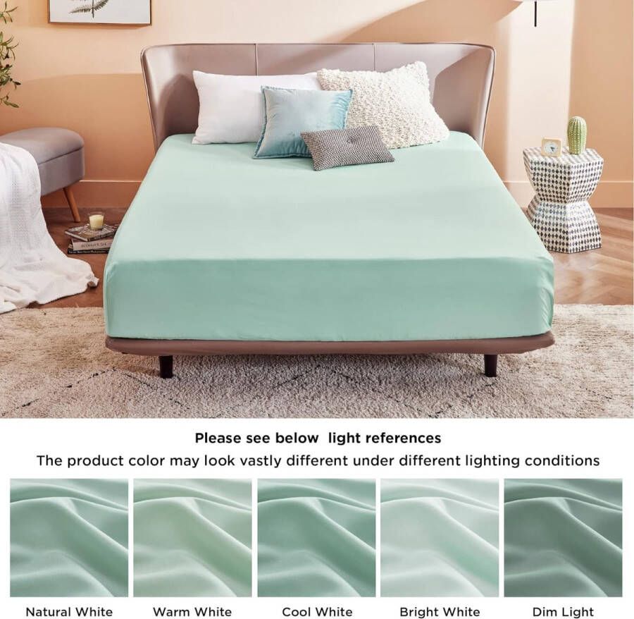 Hoeslaken 140x 200 cm boxspring topper microvezel laken voor matrassen tot 30 cm hoog zacht hoeslaken kleur groen